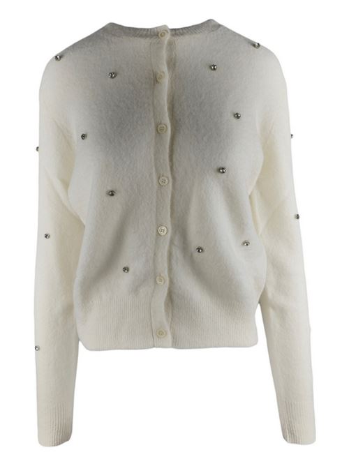 cardigan donna bianco con strass MC2 Saint Barth | BELLAMY STRETCH10 STRASS